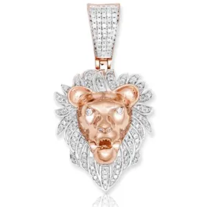 10KR 0.35CTW DIAMOND LION HEAD PENDANT