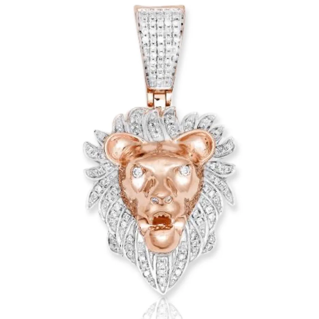 10KR 0.35CTW DIAMOND LION HEAD PENDANT
