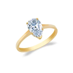 14K Gold  1 Ct. Pear Cut CZ Wedding Engagement Ring