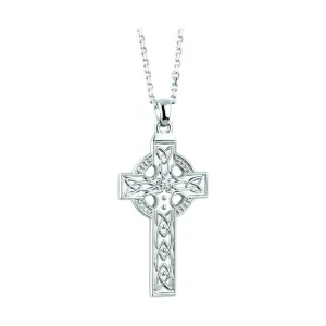 14k White Gold Large Cross Pendant
