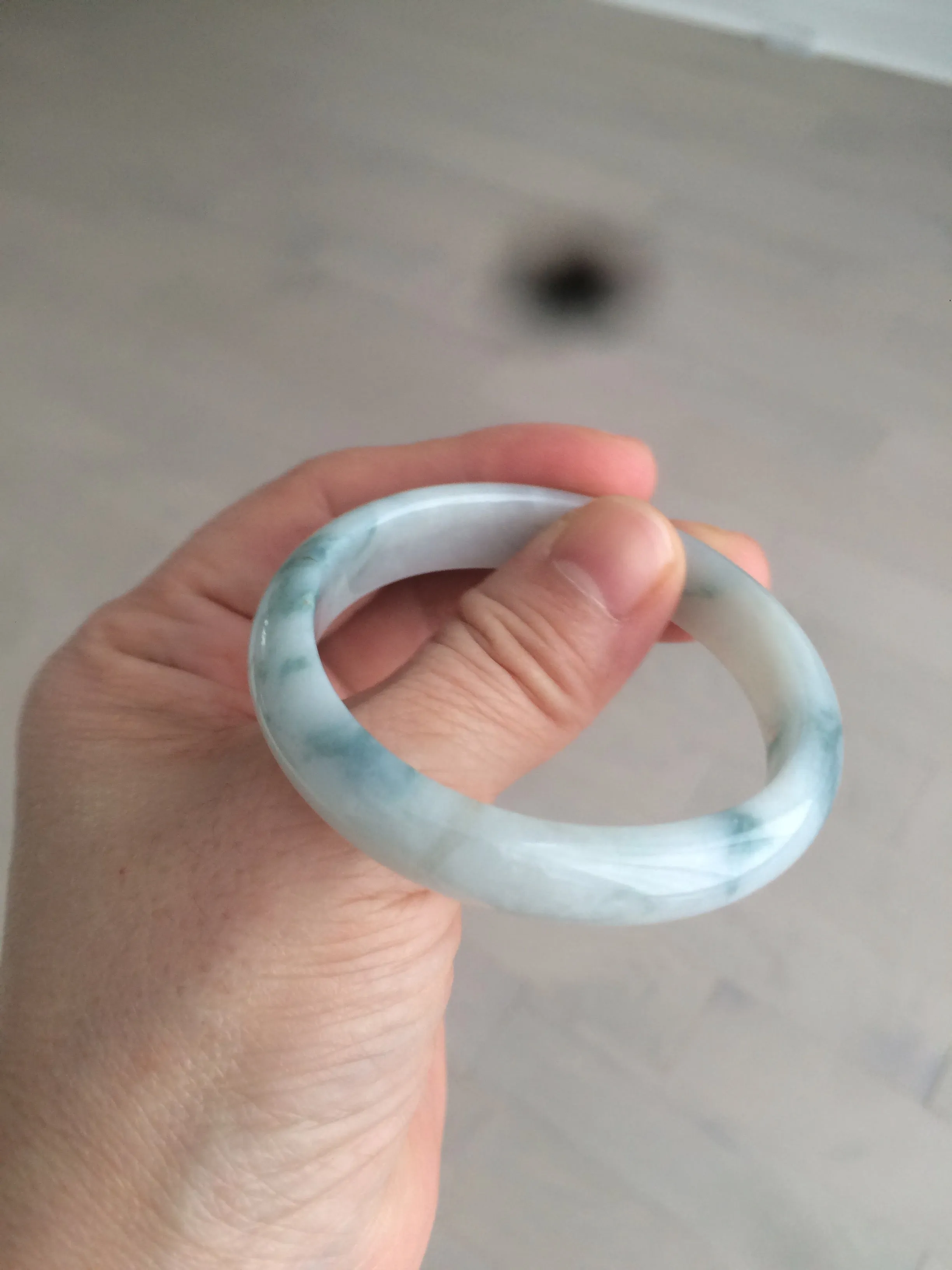 45mm certified 100% natural Type A green/white/blue oval jadeite jade bangle B110-5003