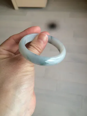 45mm certified 100% natural Type A green/white/blue oval jadeite jade bangle B110-5003