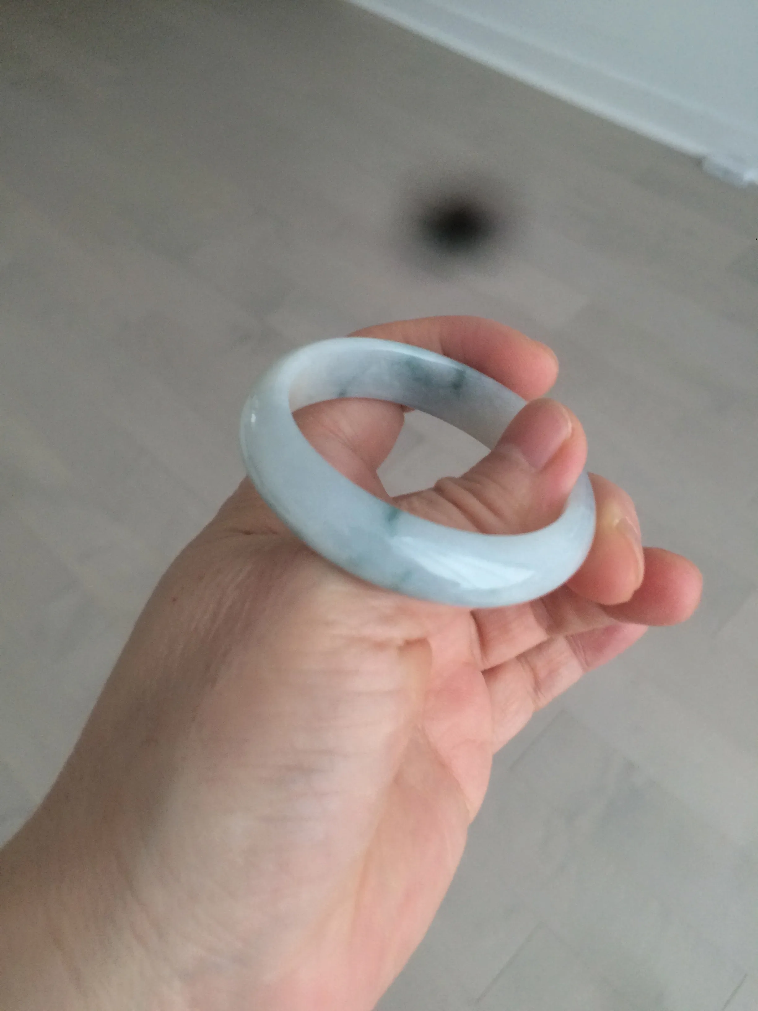 45mm certified 100% natural Type A green/white/blue oval jadeite jade bangle B110-5003