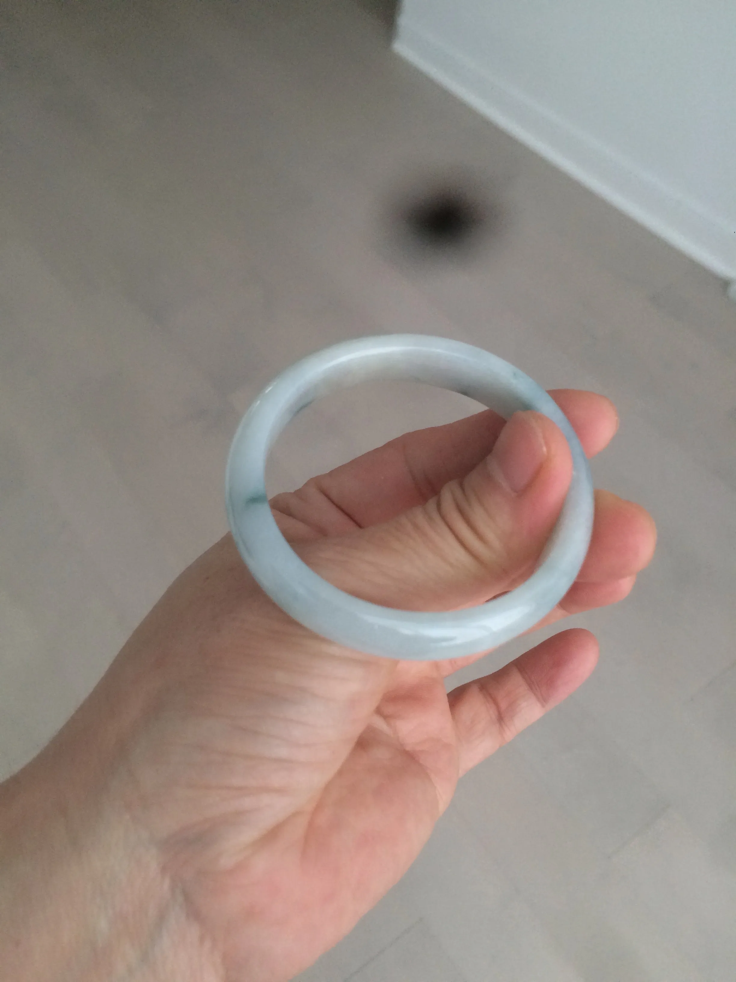 45mm certified 100% natural Type A green/white/blue oval jadeite jade bangle B110-5003