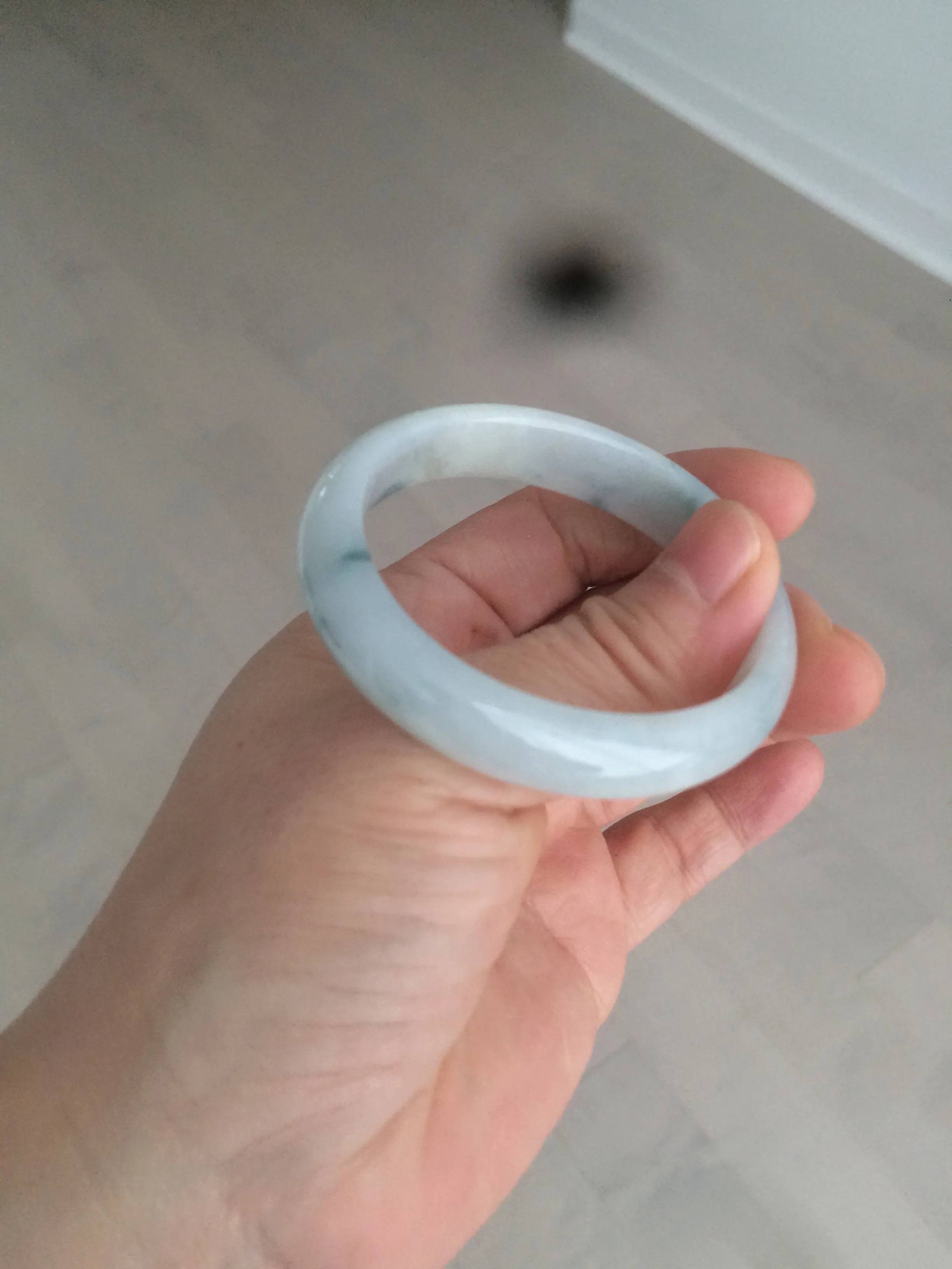 45mm certified 100% natural Type A green/white/blue oval jadeite jade bangle B110-5003