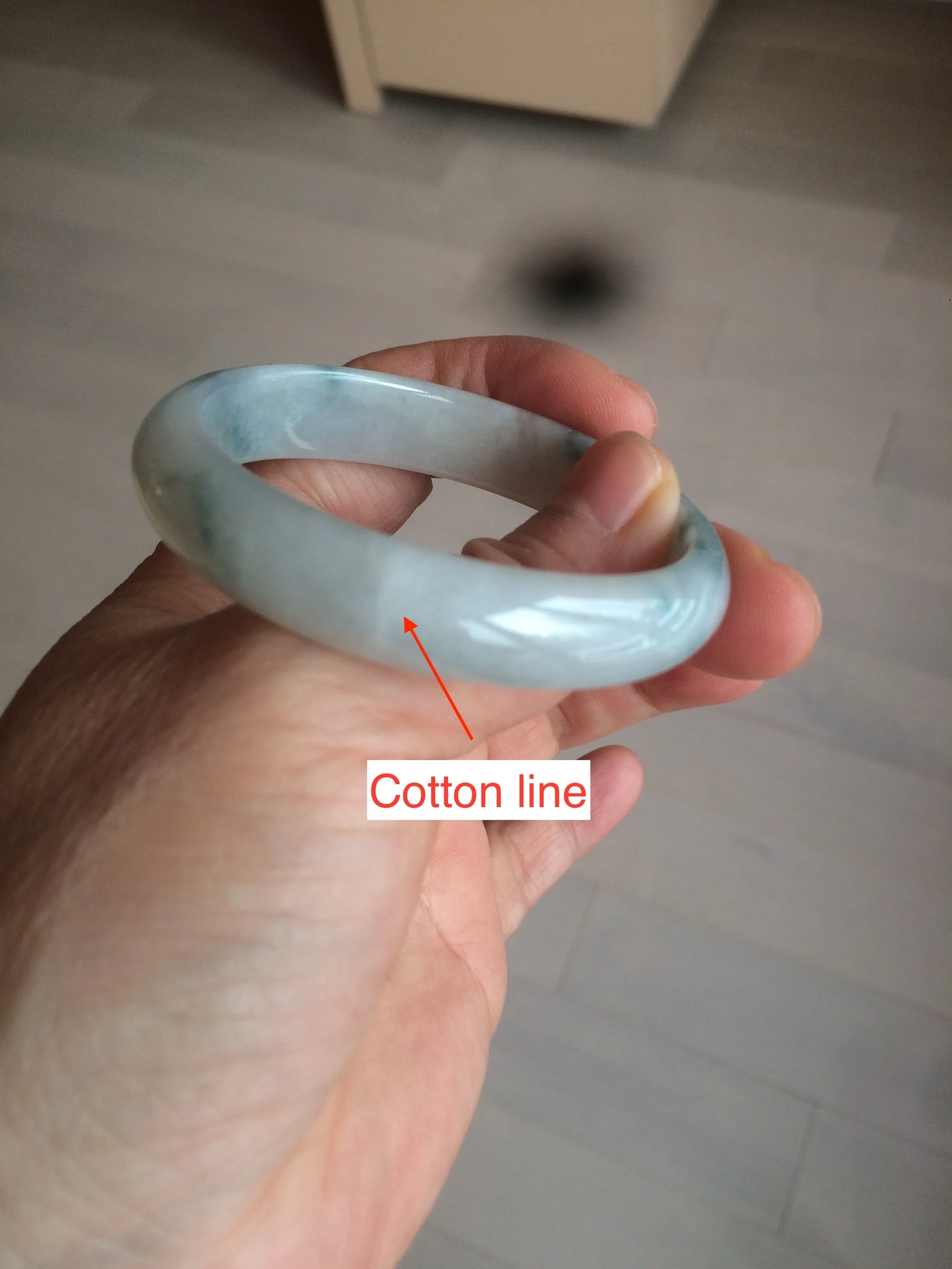 45mm certified 100% natural Type A green/white/blue oval jadeite jade bangle B110-5003