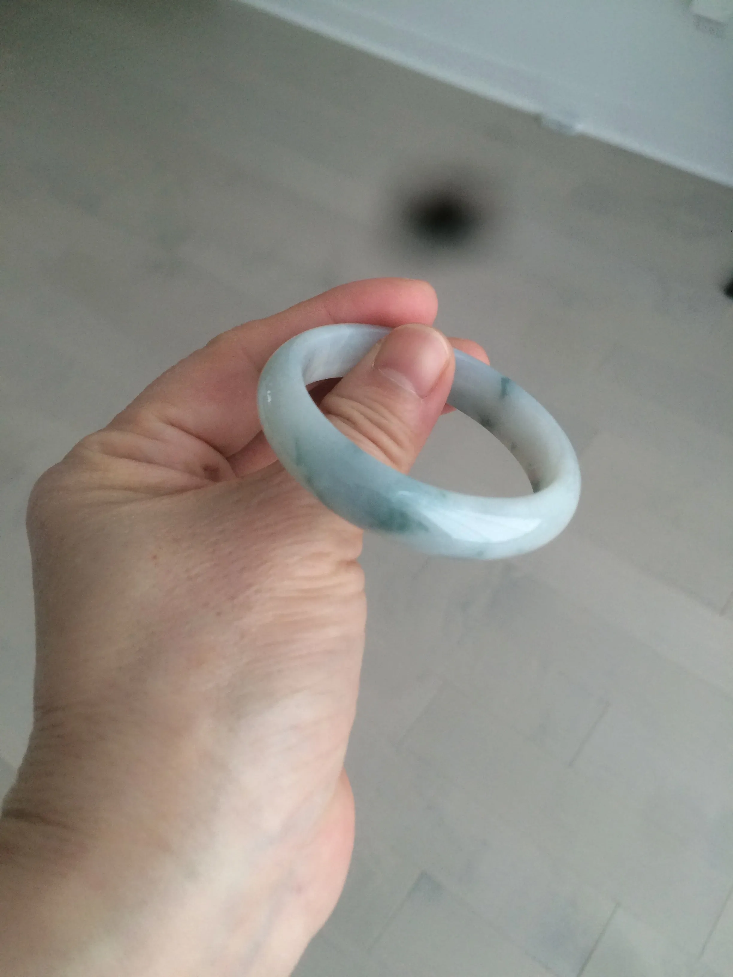 45mm certified 100% natural Type A green/white/blue oval jadeite jade bangle B110-5003