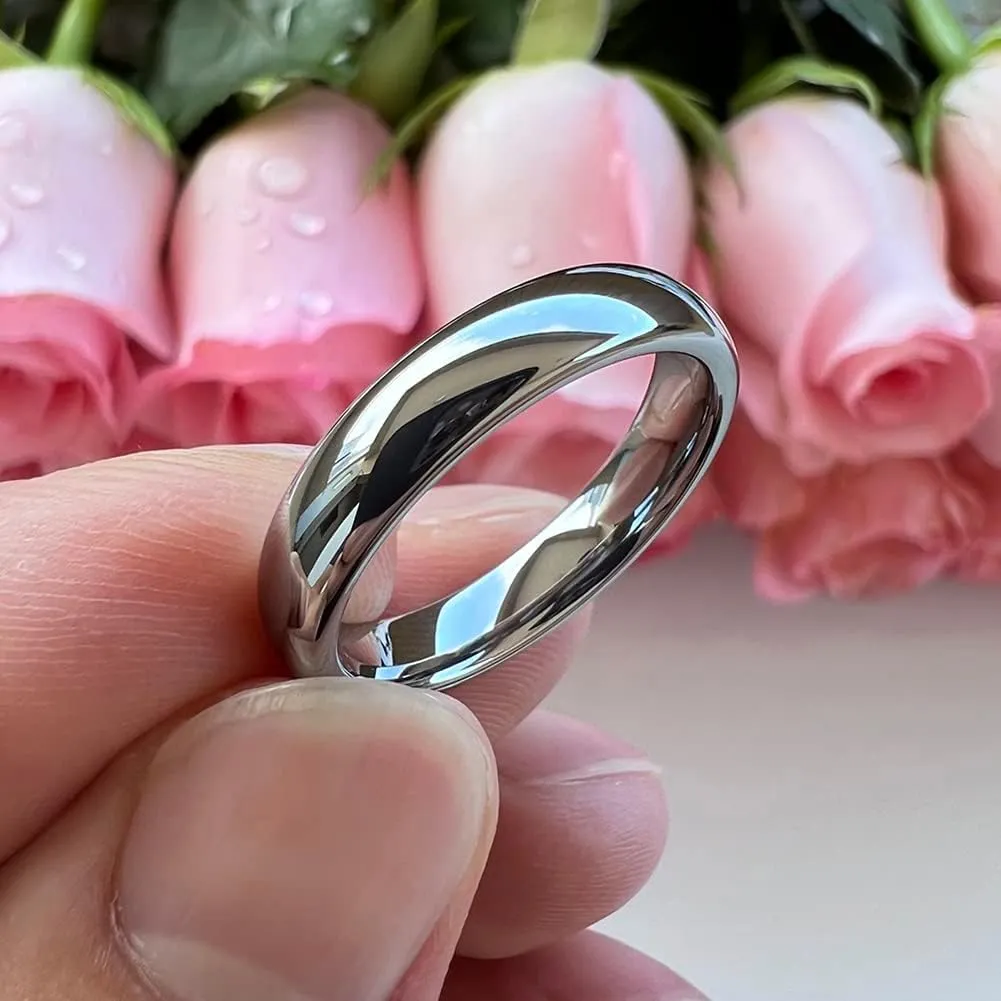 4mm 6mm 8mm 10mm Silver/Gold/White Tungsten Rings for Men Women Couple Fashion Jewelry Anniversary Engagement Wedding Bands Domed Polished I Love You Engraved Comfort Fit