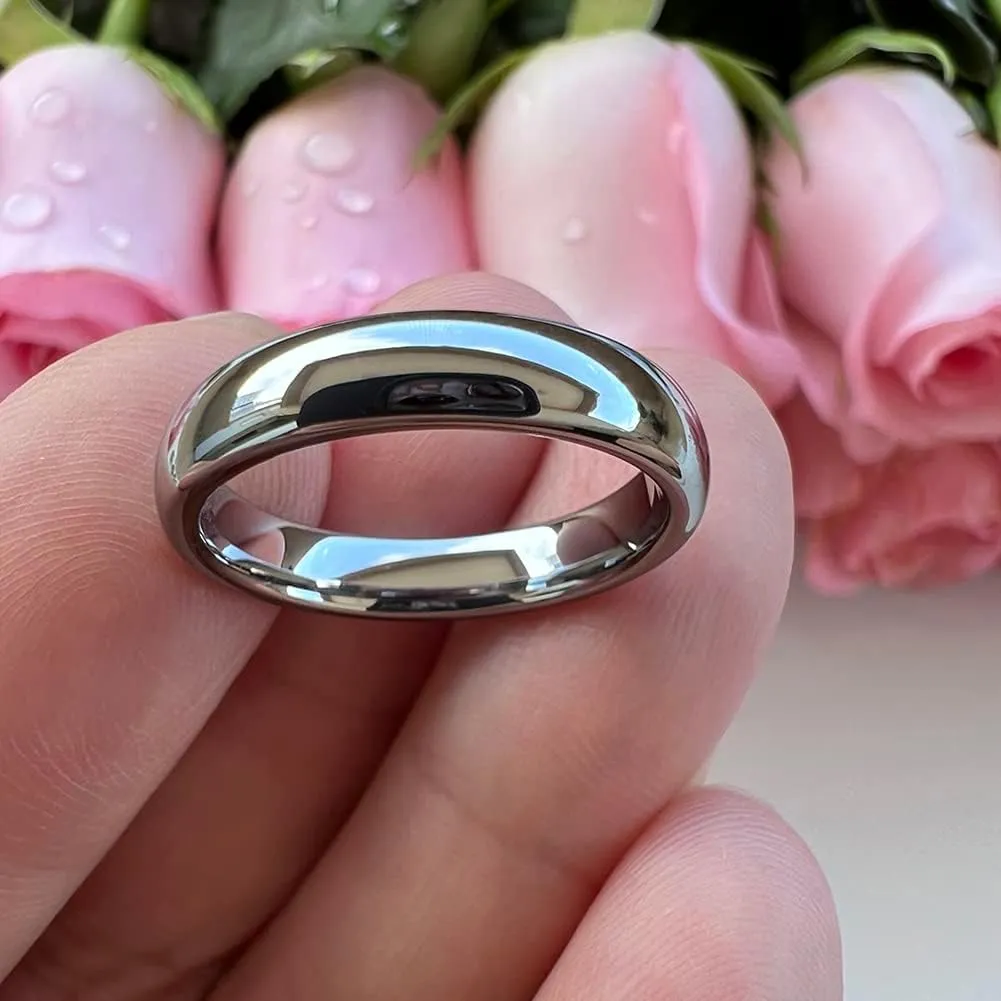 4mm 6mm 8mm 10mm Silver/Gold/White Tungsten Rings for Men Women Couple Fashion Jewelry Anniversary Engagement Wedding Bands Domed Polished I Love You Engraved Comfort Fit