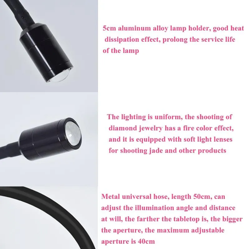 Adjustable Double-head Led Jewelry Table Lamp for Live Photos