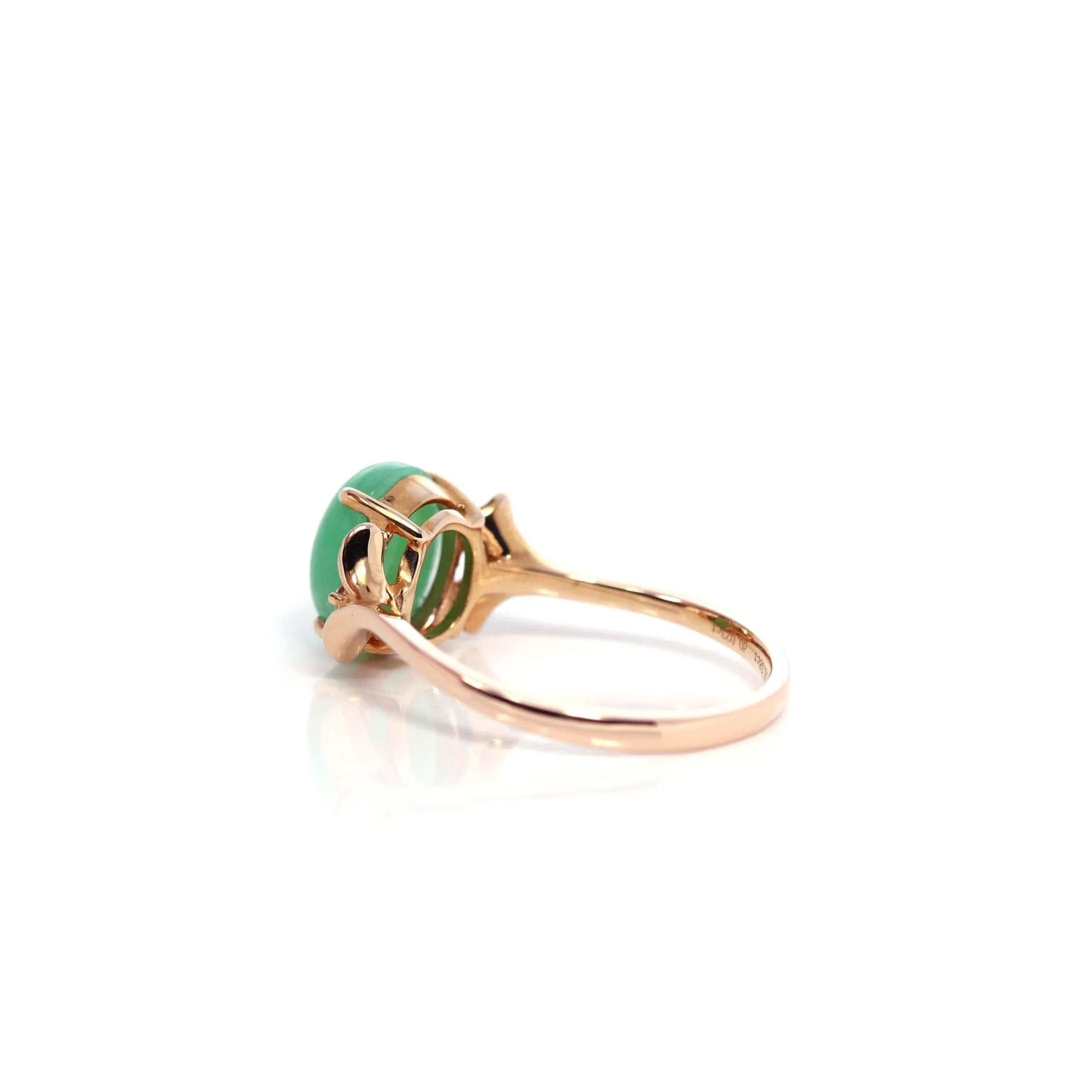 Baikalla? "Aretha" 18k Rose Gold Natural Imperial Jadeite Morning Glory Engagement Ring