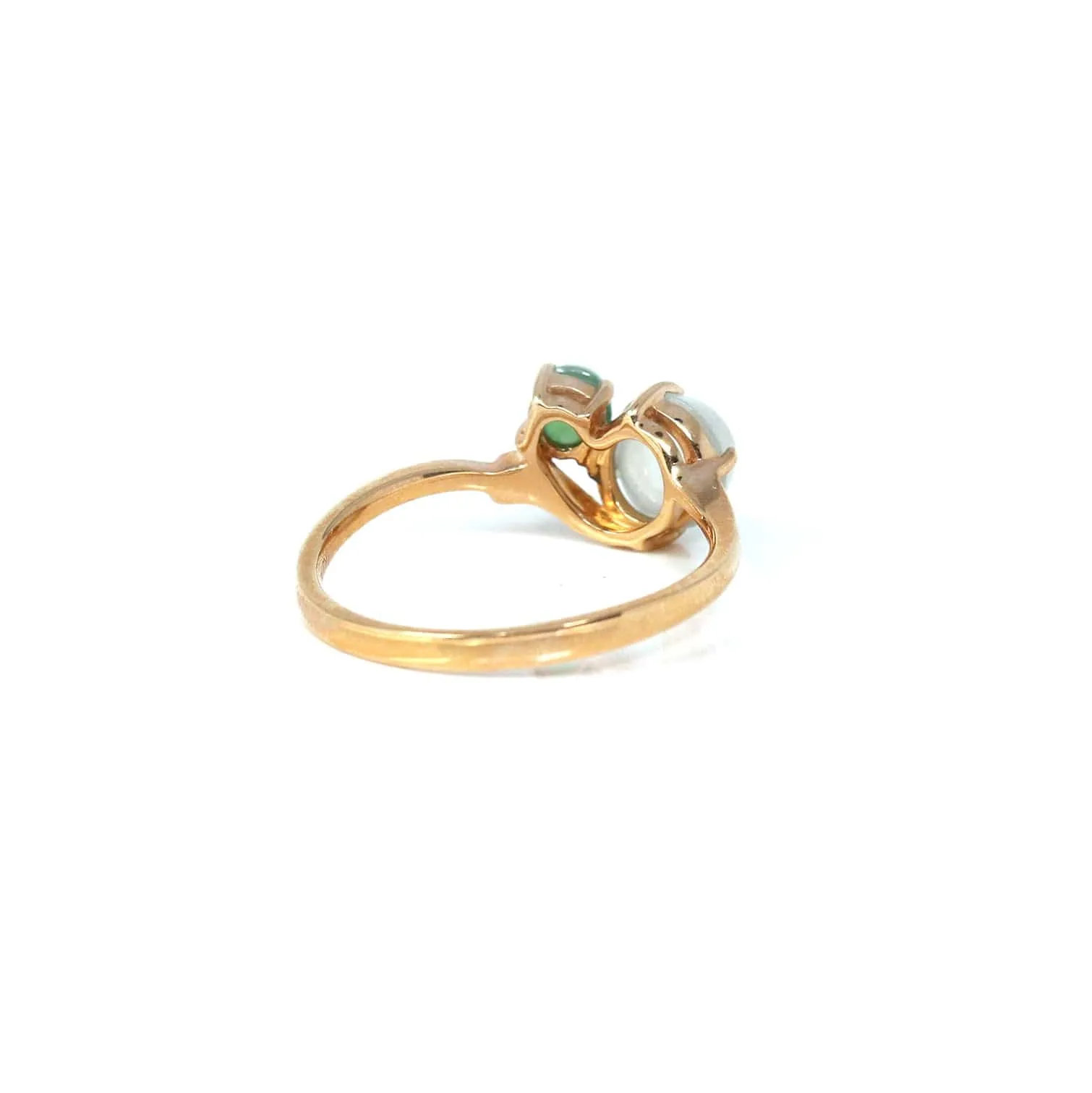 Baikalla? "Elora" 18k Rose Gold Natural Ice & Imperial Jadeite Engagement Ring With Rubies & Diamonds