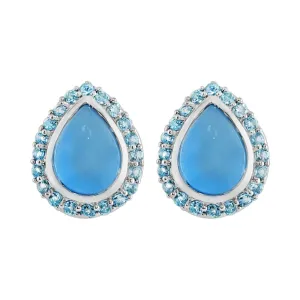 Blau Jade 2.40ct & Blauer Topas 0.40ct Sterlingsilber Birne Cluster Ohrstecker