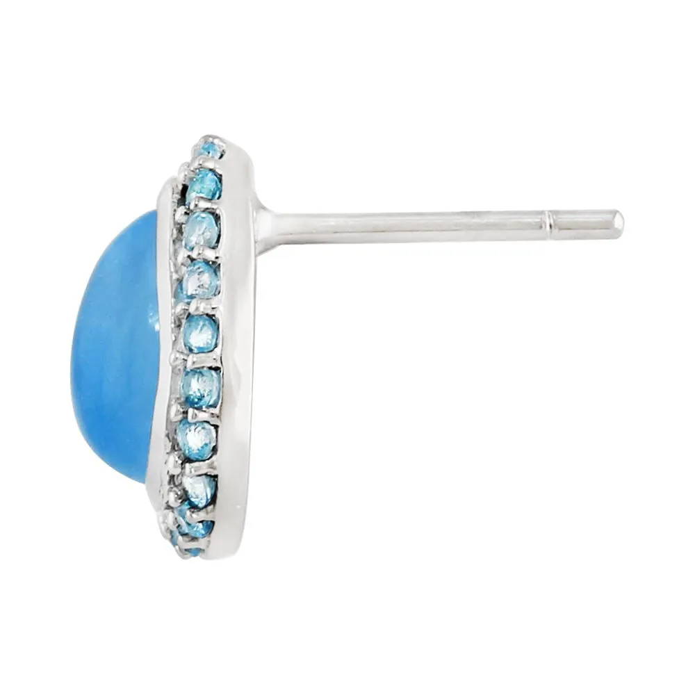 Blau Jade 2.40ct & Blauer Topas 0.40ct Sterlingsilber Birne Cluster Ohrstecker