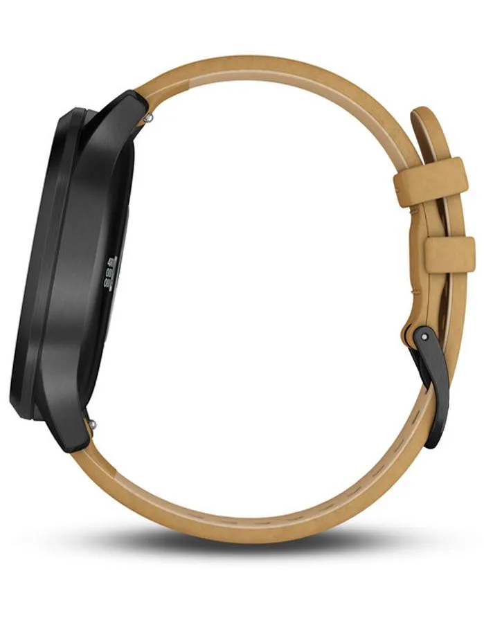 Onyx Black Garmin Vivomove HR Hybrid Smartwatch with Extra Strap and Tan Suede Strap - Enhanced Wearable Tech Accessory