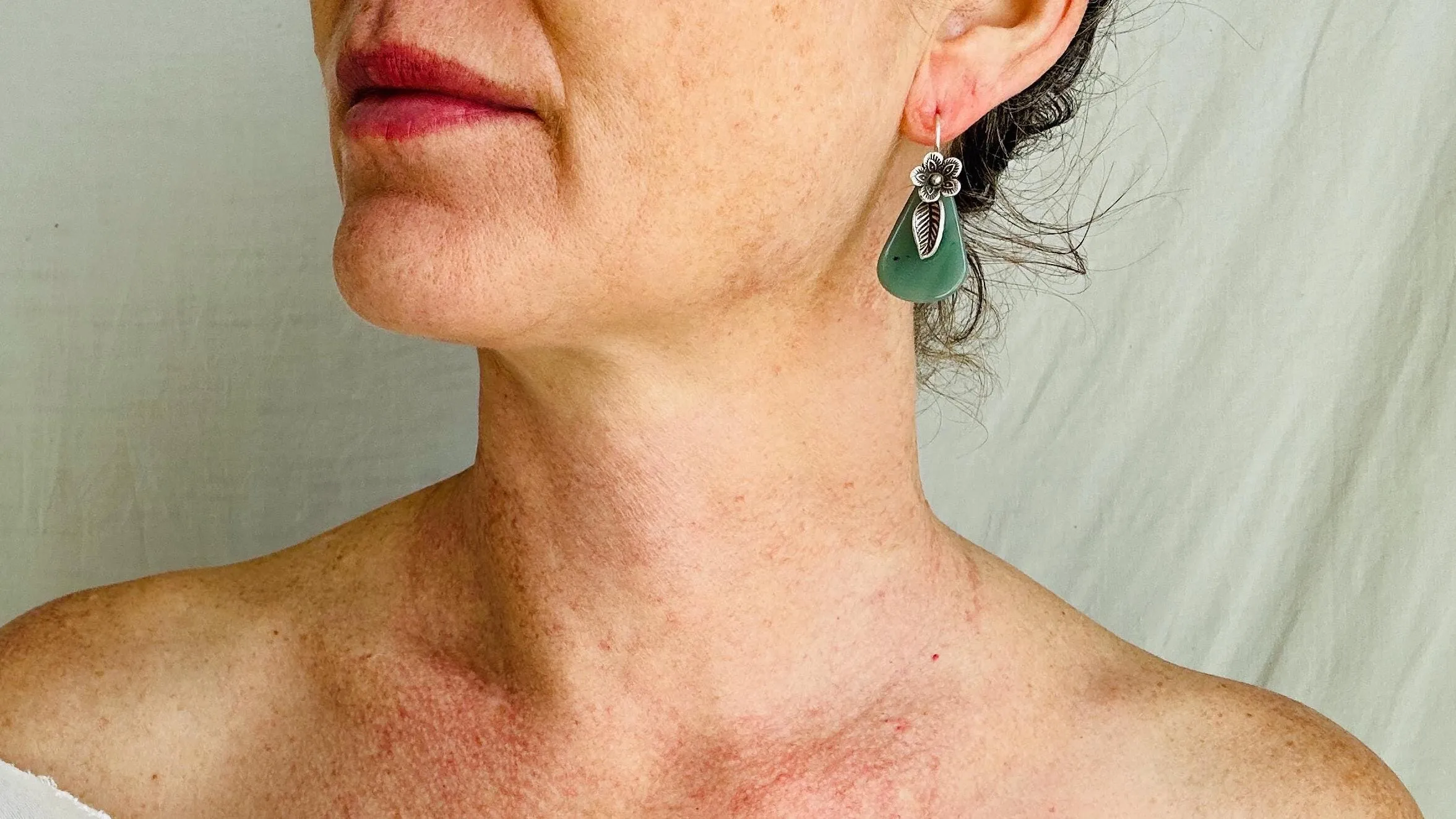 Guatemalan Jade Earrings. Handmade Sterling Silver Jewelry. 2415