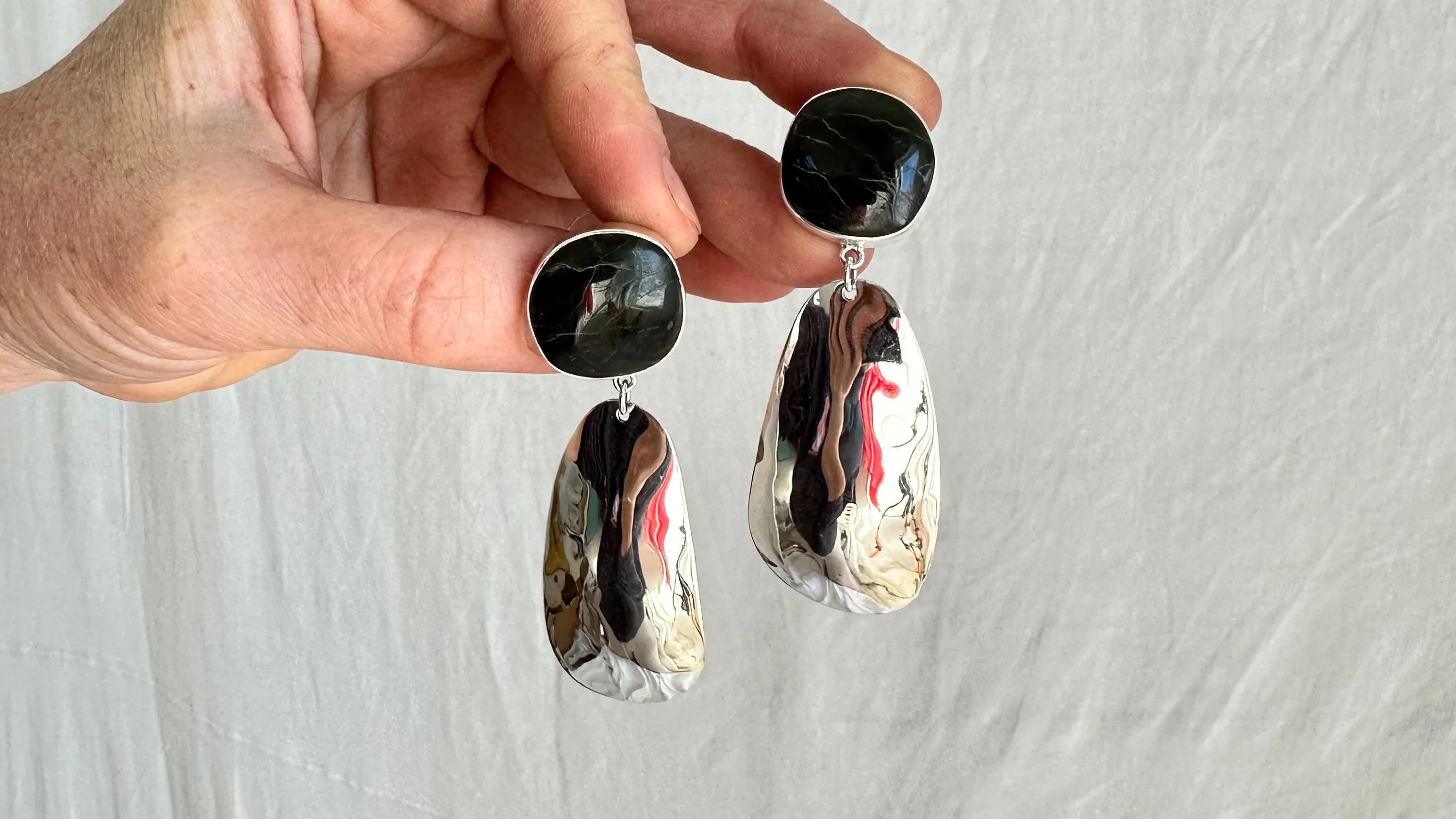 Jade Earrings. Sterling Silver. Post Earrings. 2207