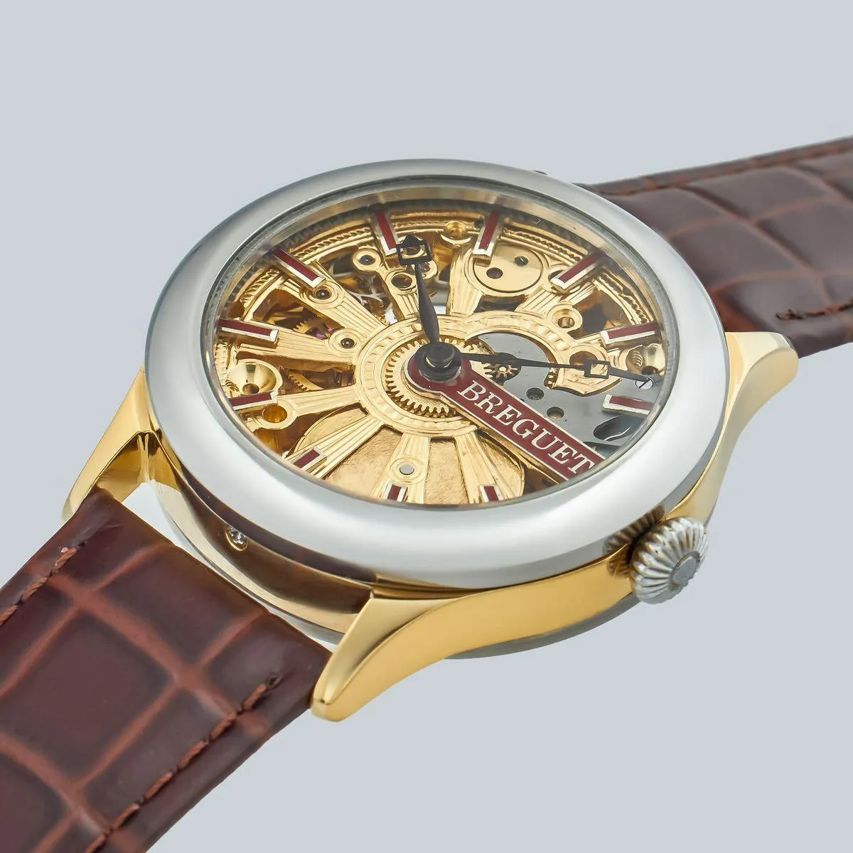 Marriage watch Breguet 45mm men's wristwatch arranged as a pocket watch, half-year warranty, manual winding skeleton