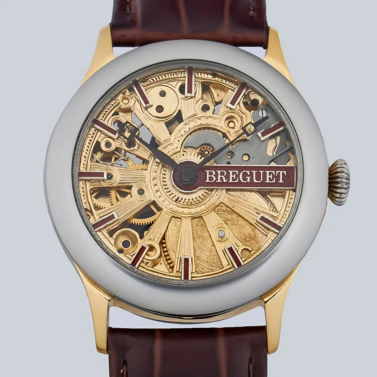 Marriage watch Breguet 45mm men's wristwatch arranged as a pocket watch, half-year warranty, manual winding skeleton