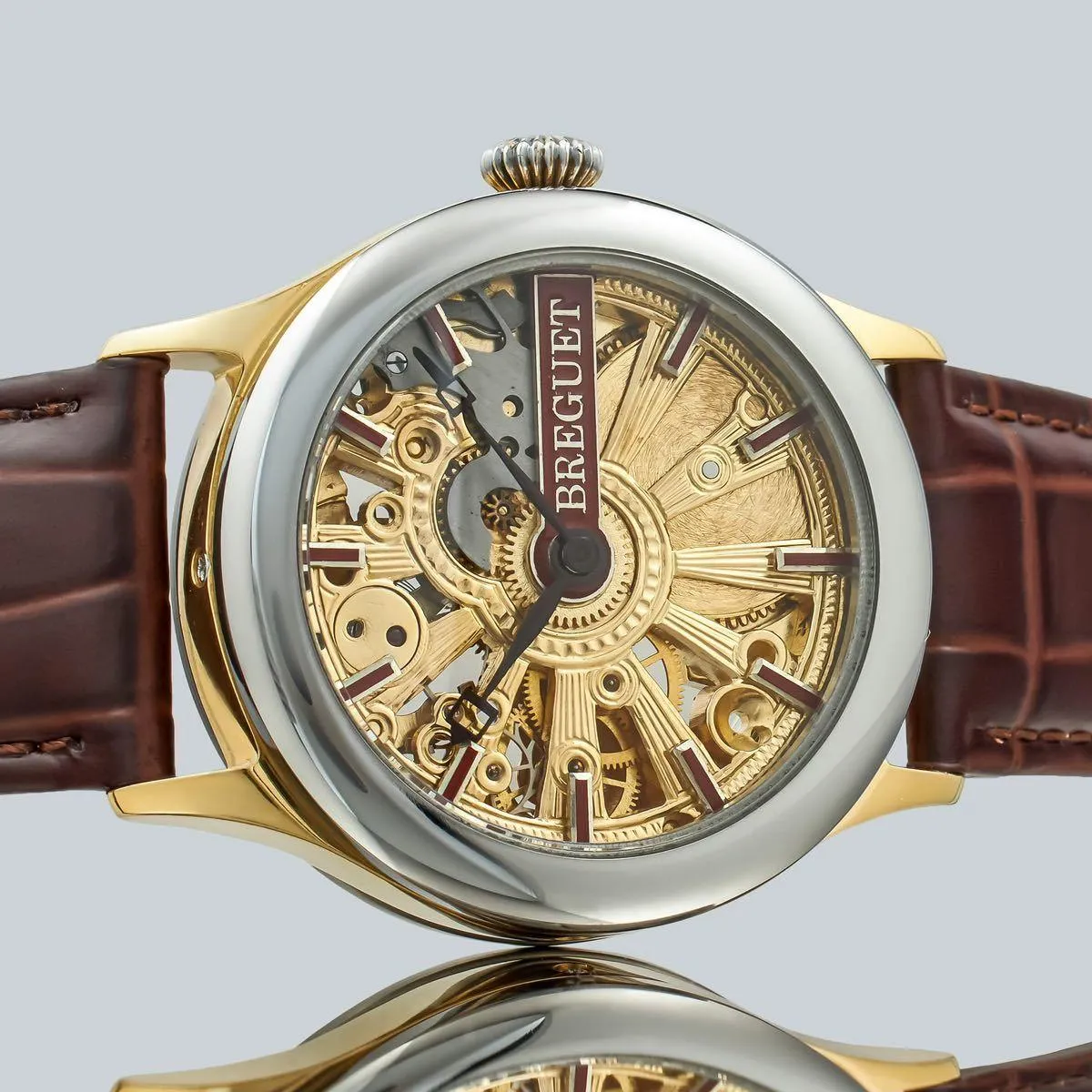 Marriage watch Breguet 45mm men's wristwatch arranged as a pocket watch, half-year warranty, manual winding skeleton