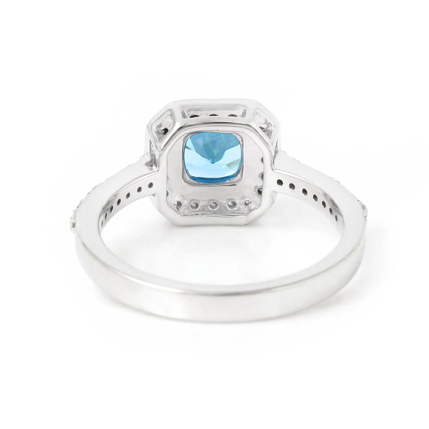 Natural Blue Paraiba Apatite Cushion Halo Ring
