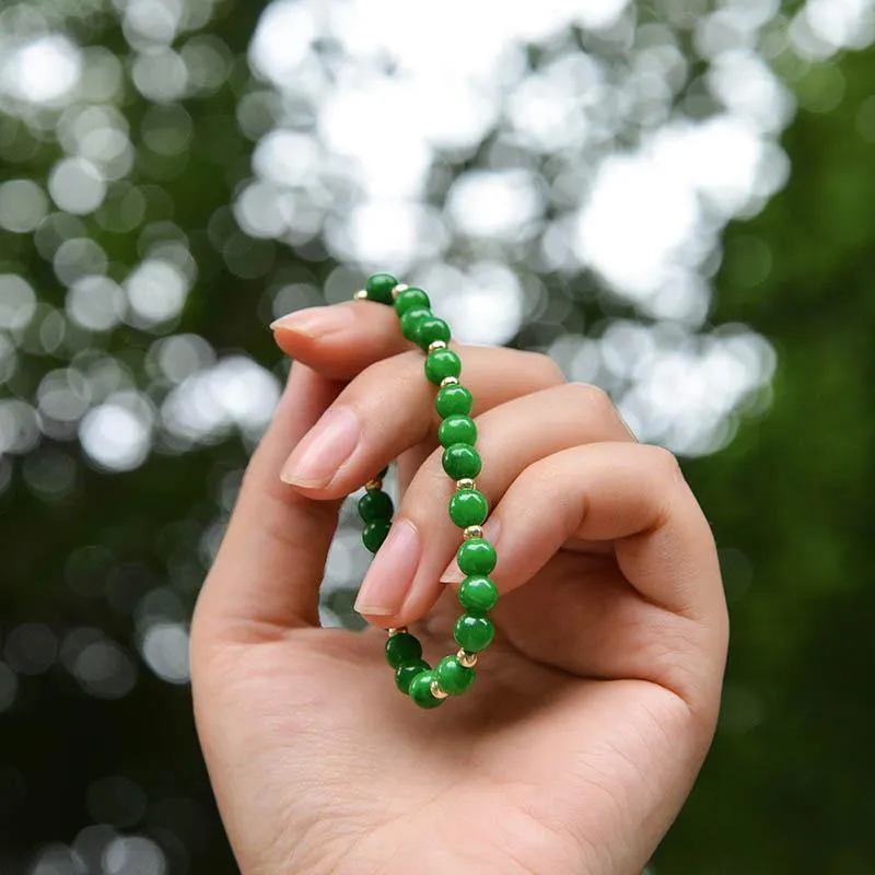 Natural Jade Bracelet Jadeite 18k Gold-Filled Bracelet NB133