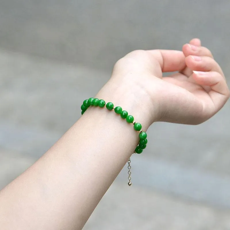 Natural Jade Bracelet Jadeite 18k Gold-Filled Bracelet NB133