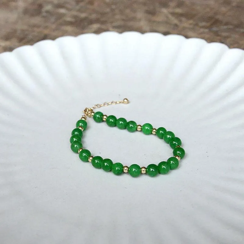 Natural Jade Bracelet Jadeite 18k Gold-Filled Bracelet NB133