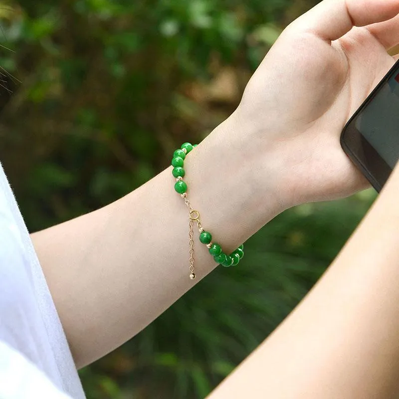 Natural Jade Bracelet Jadeite 18k Gold-Filled Bracelet NB133