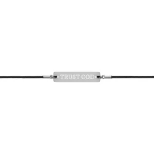 TRUST GOD Engraved Silver Bar String Bracelet